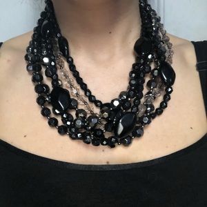 Black Beaded Statement Necklace